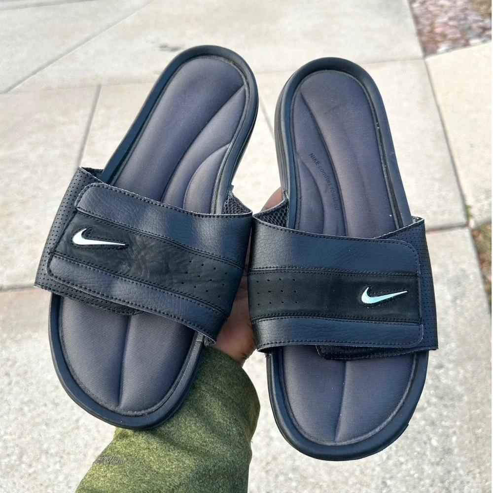 Nike Comfort Slide Men's Sandals‎ Size 12 Black Anthracite Rare Design